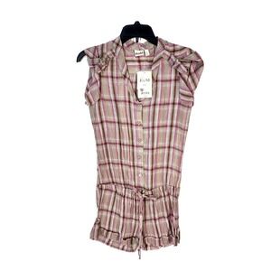 Mudd Romper Missy Small Women Y2K Boho Fairy Core Grunge Retro Plaid Jumpsuit